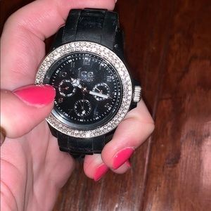 Ice Black Rubber Sparkle Watch